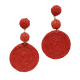 96463, RAFFIA ROUND DROP DANGLE EARRING
