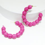 96464, 60MM RAFFIA BALL HOOP EARRING