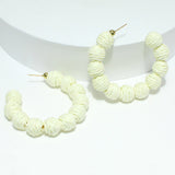96464, 60MM RAFFIA BALL HOOP EARRING