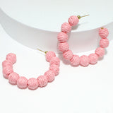 96464, 60MM RAFFIA BALL HOOP EARRING
