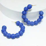 96464, 60MM RAFFIA BALL HOOP EARRING