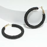 96465, 50MM RAFFIA ROUND HOOP EARRING