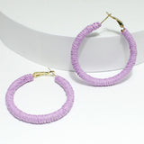 96465, 50MM RAFFIA ROUND HOOP EARRING