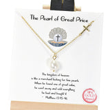 96476, GOLD DIPPED, "THE PEARL OF GREAT PRICE" DAINTY CHARM NECKLACE, RELIGIOUS