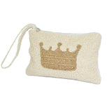 96481, 5"X8" CROWN PRINT MINI PURSE POUCH BAG