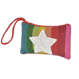 96481, 5"X8"STAR WITH MULTI STRIPES MINI PURSE POUCH BAG