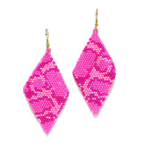 96486, GEOMETRIC CAMOUFLAGE PRINT SEED BEADED EARRING