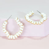 96525, PEARL SQUARE ACCENT HOOP EARRING