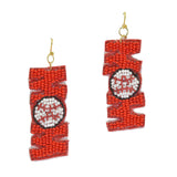 96529, "MOM" BASEBALL SEED BEADED EARRING, GAMEDAY, SPORTS, MOTHER'S DAY