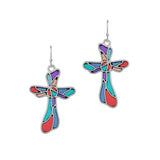 96531, ABSTRACT CROSS DANGLE EARRING, RELIGIOUS