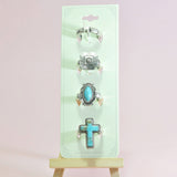 96544, WESTERN CROSS TURQUOISE STONE STRETCH RING SET