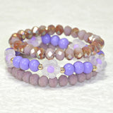 96545, FLOWER ACCENT MULTI LAYERED BEADED STRETCH BRACELET