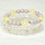 96545, FLOWER ACCENT MULTI LAYERED BEADED STRETCH BRACELET