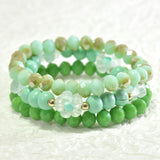 96545, FLOWER ACCENT MULTI LAYERED BEADED STRETCH BRACELET