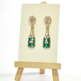 96546, CHAMPAGNE WINE BOTTLE ENAMEL RHINESTONE EARRING