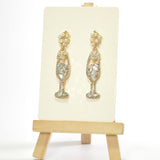 96547, CHAMPAGNE WINE BOTTLE PEARL RHINESTONE EARRING