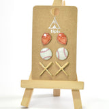 96548, BASEBALL ENAMEL STUD EARRING SET, GAMEDAY, SPORTS