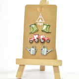 96551, TRACTOR FARM THEME ENAMEL STUD EARRING SET