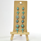 96557, WESTERN CROSS & CONCHO STUD EARRING SET