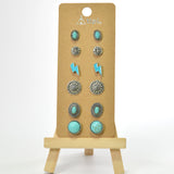 96558, WESTERN CONCHO & LIGHTNING BOLT STUD EARRING SET