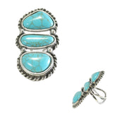 96561, VINTAGE GEOMETRIC TURQUOISE STONE CUFF RING