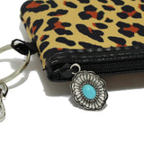 96572, ANIMAL LEOPARD PRINT NYLON COIN POUCH KEYCHAIN
