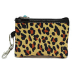 96572, ANIMAL LEOPARD PRINT NYLON COIN POUCH KEYCHAIN
