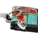 96576, FARM ANIMAL PRINT NYLON COIN POUCH KEYCHAIN