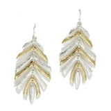 96597, TEXTURED LEAF METAL EARRING