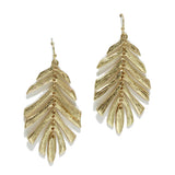 96597, TEXTURED LEAF METAL EARRING