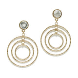 96599, NATURAL STONE ACCENT MULTI ROUND RING EARRING