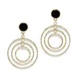 96599, NATURAL STONE ACCENT MULTI ROUND RING EARRING