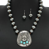 96605, WESTERN COWBOY HAT WITH BALL BEADED NECKLACE