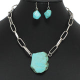 96609, NATURAL CUT TURQUOISE STONE NECKLACE