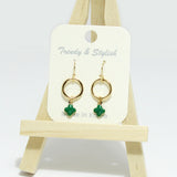 96622, DAINTY CLOVER CHARM ROUND DANGLE EARRING
