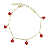 96623, DAINTY ENAMEL CLOVER CHARM BRACELET