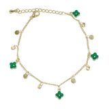 96624, MULTI DAINTY ENAMEL CLOVER CHARM BRACELET