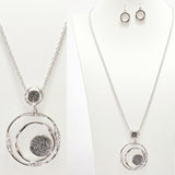 96643, GLITTER ACCENT GEOMETRIC LONG PENDANT NECKLACE