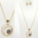 96643, GLITTER ACCENT GEOMETRIC LONG PENDANT NECKLACE