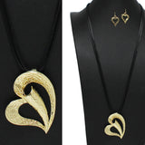 96644, TEXTURED HEART LONG PENDANT NECKLACE