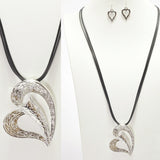 96644, TEXTURED HEART LONG PENDANT NECKLACE