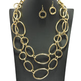 96649, GEOMETRIC OVAL LINK DOUBLE LAYERED TOGGLE NECKLACE