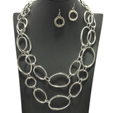 96649, GEOMETRIC OVAL LINK DOUBLE LAYERED TOGGLE NECKLACE
