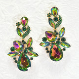96652, FLORAL RHINESTONE EVENING EARRING