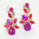 96652, FLORAL RHINESTONE EVENING EARRING