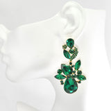 96652, FLORAL RHINESTONE EVENING EARRING