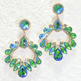 96654, MULTI SHAPE RHINESTONE EVENING EARRING
