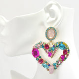 96660, HEART MULTI RHINESTONE EARRING, VALENTINE'S DAY