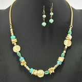 96661, HANDMADE TEXTURED ROUND METAL ACCENT WITH BEAD NECKLACE
