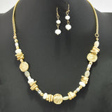 96661, HANDMADE TEXTURED ROUND METAL ACCENT WITH BEAD NECKLACE